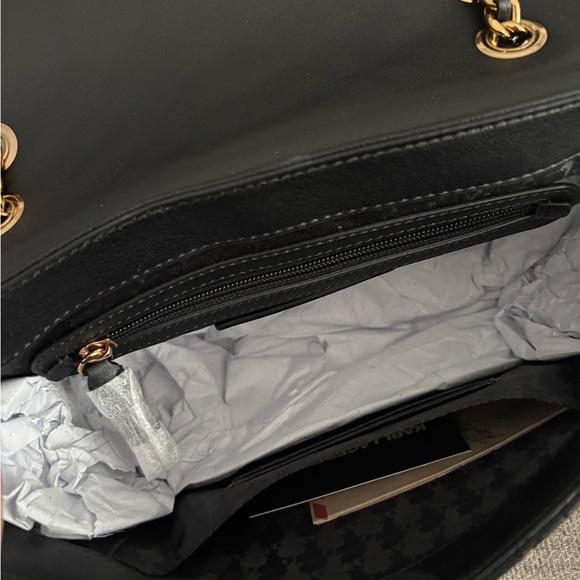 Karl Lagerfeld Black Quilted Chain Shoulder Bag - Picture 8 of 9